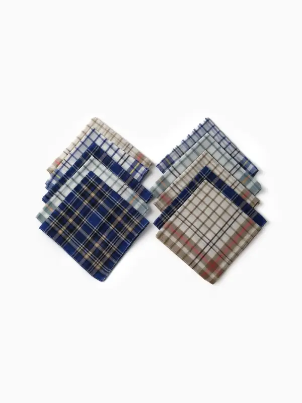 Платки носовые мужские Экономь и Я "Квадрат" 38*38 см, (набор 10 шт), рис. МИКС,100% пэ