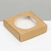 Коробка сборная, крафт, с окном, 11.5&times;11.5&times;3 см