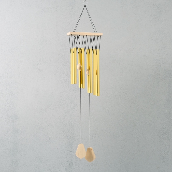 Музыка ветра металл "Спокойствие" золото 8 трубок 67 см