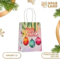 Пакет бумажный подарочный новогодний крафт &laquo;Сбудутся мечты&raquo; 16&times;12&times;6 см