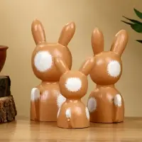 Набор сувенирный &laquo;Зайки&raquo;, h=15 см, h=13 см, h=10.5 см, дерево, коричневый