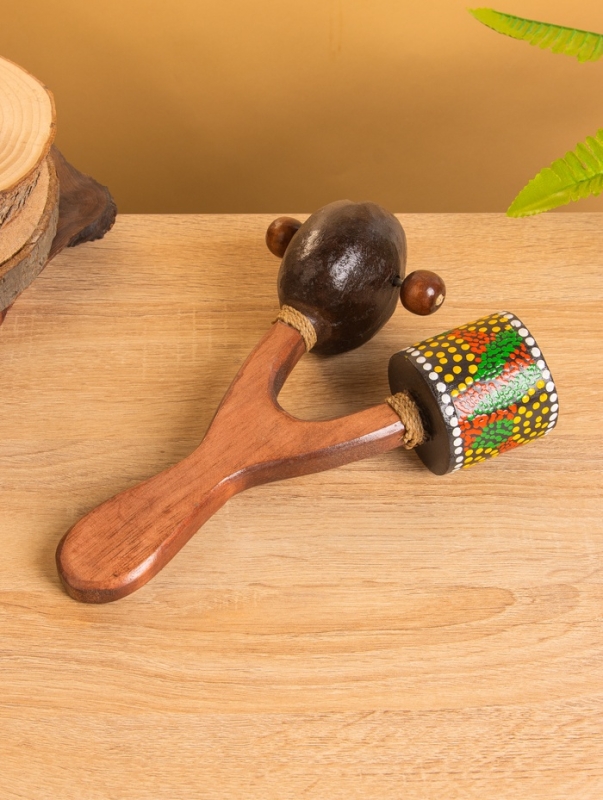 Сувенирный музыкальный инструмент "Маракас двойной" махагон, кокос, 25х15х6 см