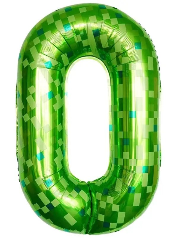 Воздушный шар фольгированный 40" цифра "0" пиксели, в ин.уп.