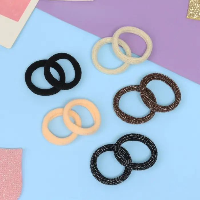 Резинка для волос "Махрушка спорт" (набор 10 шт)  полоски блеск нежность, 2,5 см