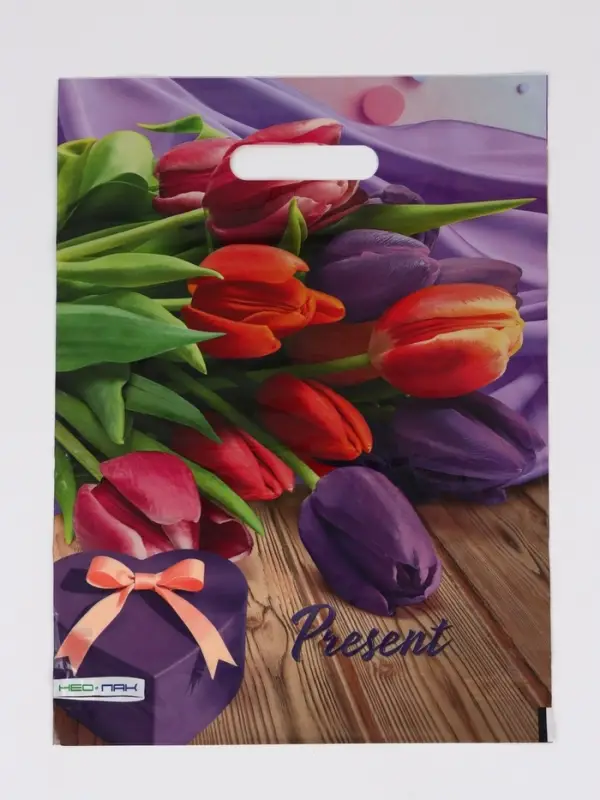 Пакет "Презент, полиэтиленовый с вырубной ручкой 30х40 см, 60 мкм