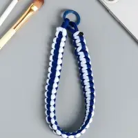 Брелок на карабине "Паракорд" шнур 0,5 см сине-белый 14,5х1,8х0,8 см