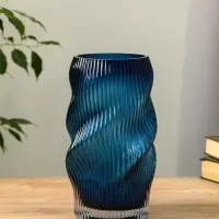 Ваза стекло настольная "Ванесса" волны, 24х12 см, синий