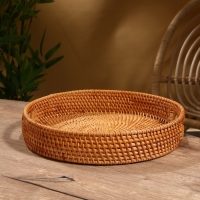 Поднос круглый 35х6 см, ротанг