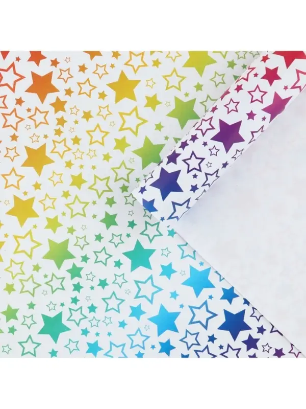 Бумага упаковочная глянцевая &laquo;Радужные звезды&raquo;, 70 х 100 см