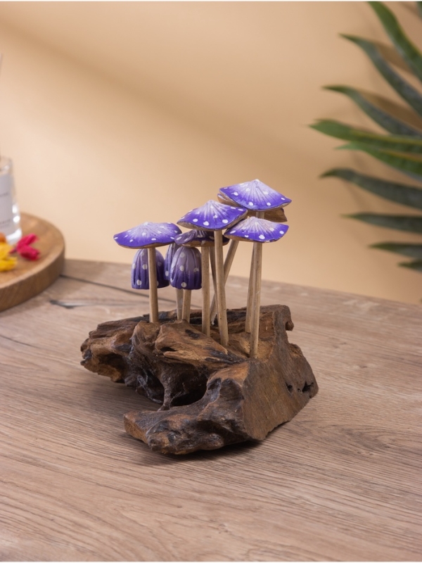 Сувенир "Грибочки" дерево, 25х10х15 см, цв. сине-белый