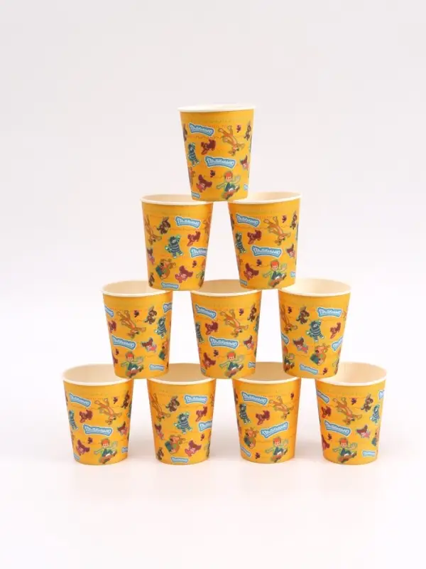 Посуда одноразовая бумажная на 10 персон &laquo;Простоквашино&raquo;: стаканы, тарелки, скатерть, Союзмультфильм