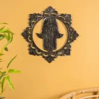 Панно "Хамса" МДФ, 40х40х1 см, цв. серебро/чёрный