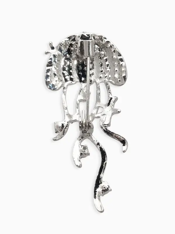 Брошь "Медуза", цвет белый в серебре
