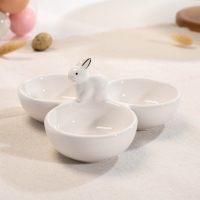 Менажница 3 ячейки Доляна &laquo;Зайка в золотом&raquo;, 16,5&times;9 см, цвет белый