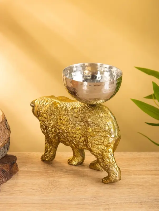 Сувенир с чашей &laquo;Медведь&raquo; 21.5&times;10&times;18.5 см, алюминий