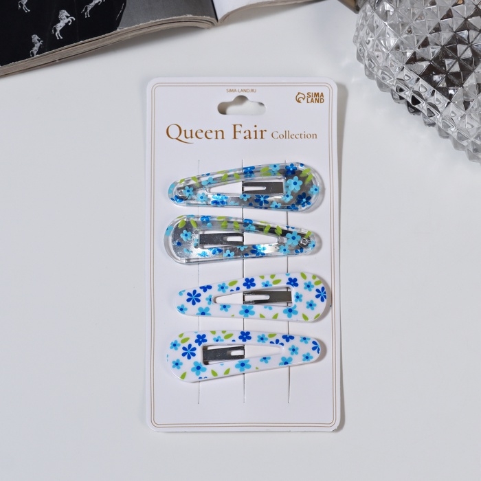 Невидимка для волос "Глория" (набор 4 шт) цветы, 5 см