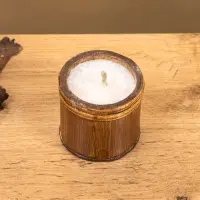 Свеча в бамбуке, 7х7х6 см, 100 мл, цв. бежевый