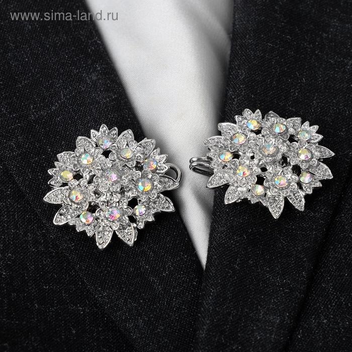 Зажим для кардигана &laquo;Соцветие&raquo;, цвет радужный в серебре