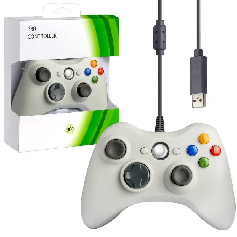 Джойстик XBOX 360 Wired Controller (проводной) белый  no logo (50шт/кор)