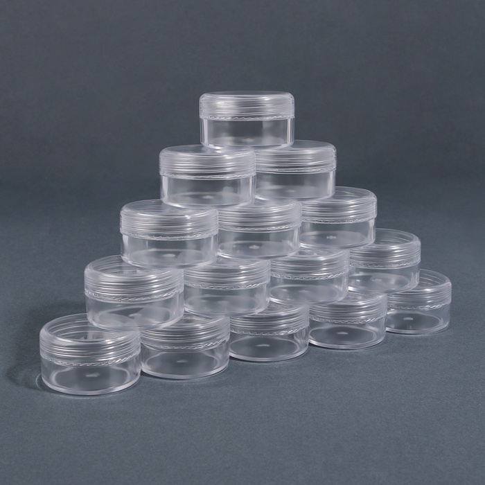 Баночки для хранения, 16 шт, d = 3,5 &times; 2, 10 г, в чехле, цвет прозрачный