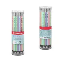 Карандаш чернографитный с ластиком ErichKrause &laquo;Pastel&raquo;, HB, грифель d=2.2 мм, пластик, круглый в тубусе, пастель МИКС