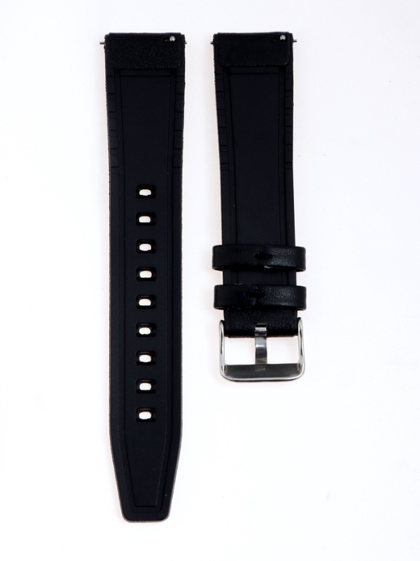 Ремешок для часов с быстросъемными шпильками, 20 мм, экокожа, l-22 см, черный