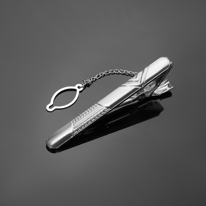 Зажим для галстука стальной &laquo;Классический&raquo; галкой, цвет серебро