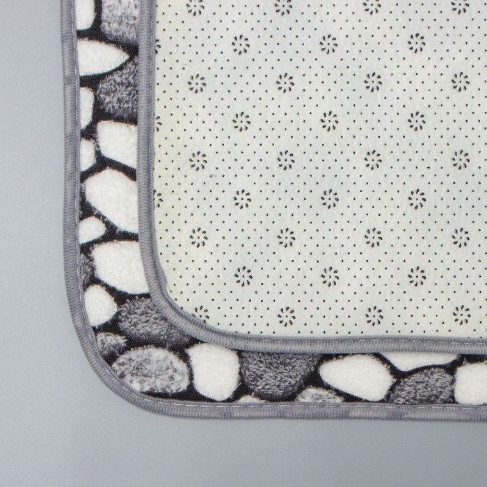 Набор ковриков для ванной и туалета Доляна &laquo;Галька&raquo;, 2 шт, 40&times;49 см, 50&times;80 см