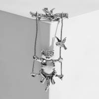 Брошь &laquo;Кот на качелях&raquo; в чернёном серебре