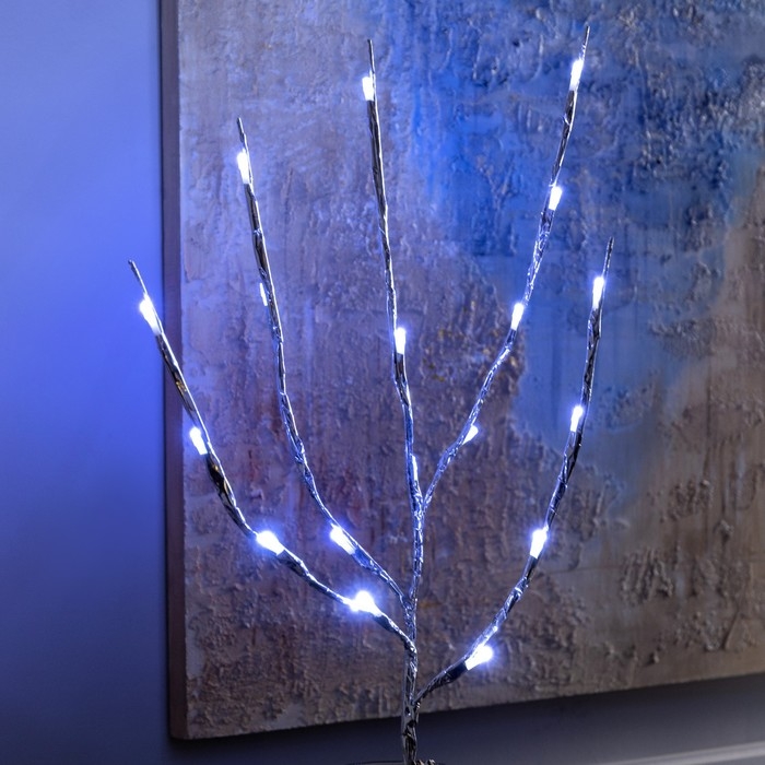Светодиодная ветка 70 см, 20 LED, серебристая, AAх2 (не в комплекте), свечение белое