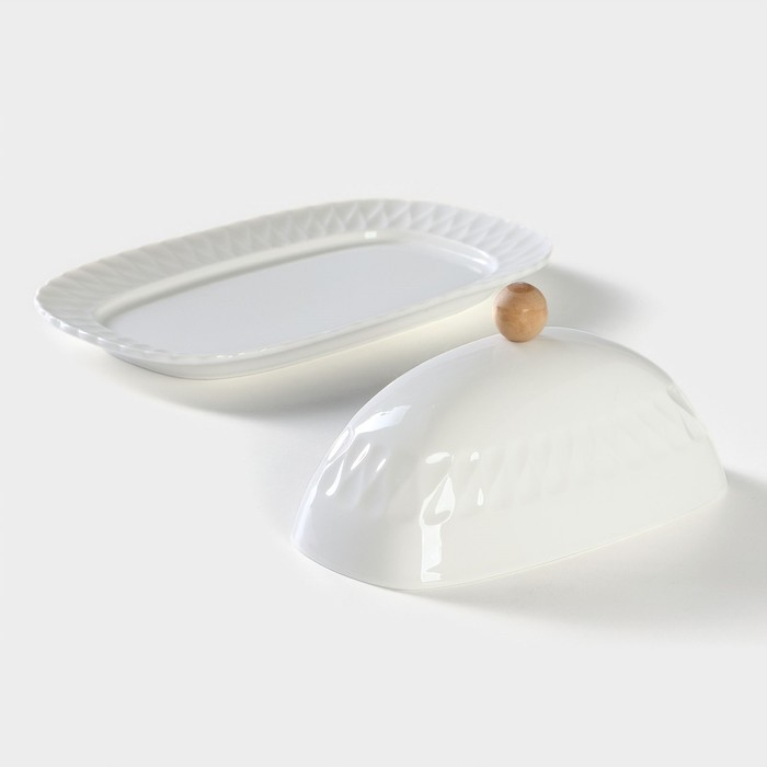 Маслёнка фарфоровая Доляна, 20×13×9 см, цвет белый Маслёнка фарфоровая Доляна, 20×13×9 см, цвет белый