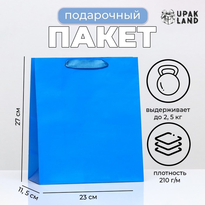 Пакет ламинированный &laquo;Синий&raquo;, 23 х 27 х 11,5 см