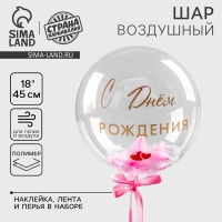 Воздушный шар полимерный 18", &laquo;Нежнее нежного&raquo;, с перьями, наклейки