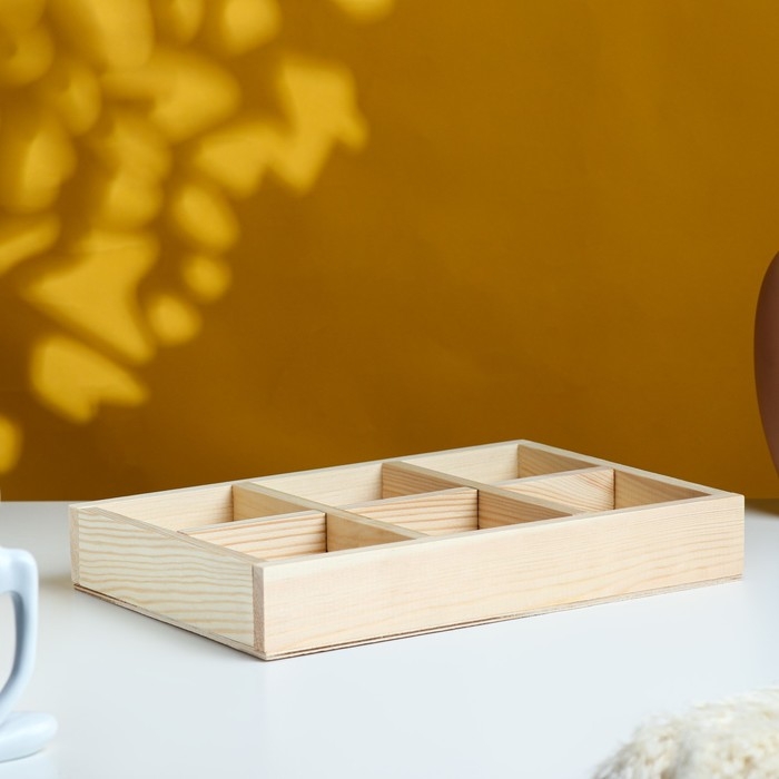 Кашпо деревянное 28&times;19&times;5 см "Six, 6 ячеек", натуральный Дарим Красиво