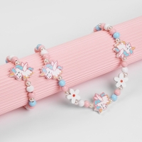 Набор детский &laquo;Выбражулька&raquo; 2 предмета: бусы, браслет, единорожки милые, цветной