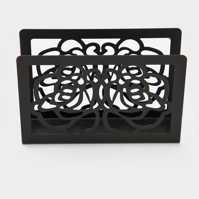 Салфетница Доляна &laquo;Цветы&raquo;, 15&times;4&times;10 см, цвет чёрный