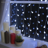 Гирлянда &laquo;Занавес&raquo; 2 &times; 1.5 м с насадками &laquo;Шарики&raquo;, IP20, прозрачная нить, 360 LED, свечение белое, 8 режимов, 220 В