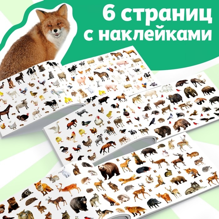 250 наклеек &laquo;Животные фермы и леса&raquo;, 8 стр.