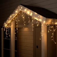 Гирлянда &laquo;Бахрома&raquo; 4 &times; 0.6 м, IP44, белая нить, 180 LED, свечение тёплое белое, 8 режимов, 220 В