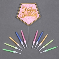 Набор для украшения торта: топпер &laquo;С днём рождения&raquo;, 1 шт., 10 свечей