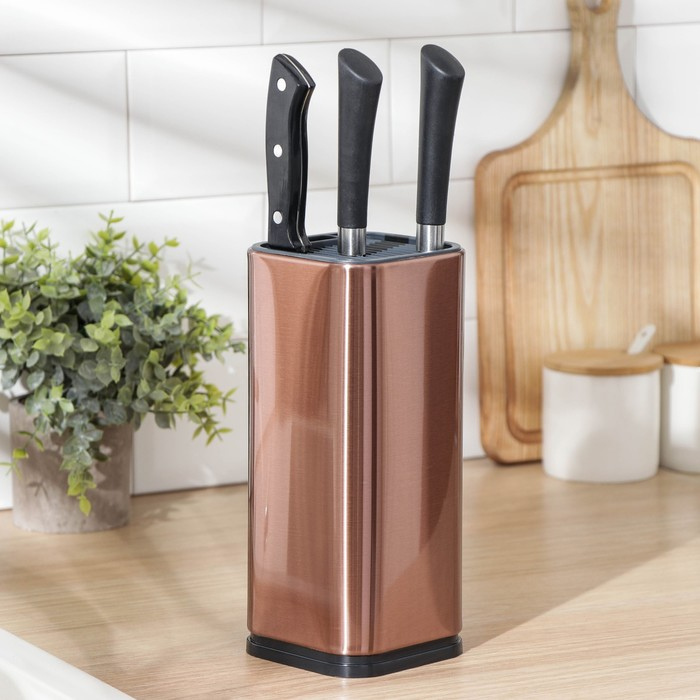 Подставка для ножей и ножниц Magistro &laquo;Бронза&raquo;, 10&times;10&times;23 см, цвет бронзовый