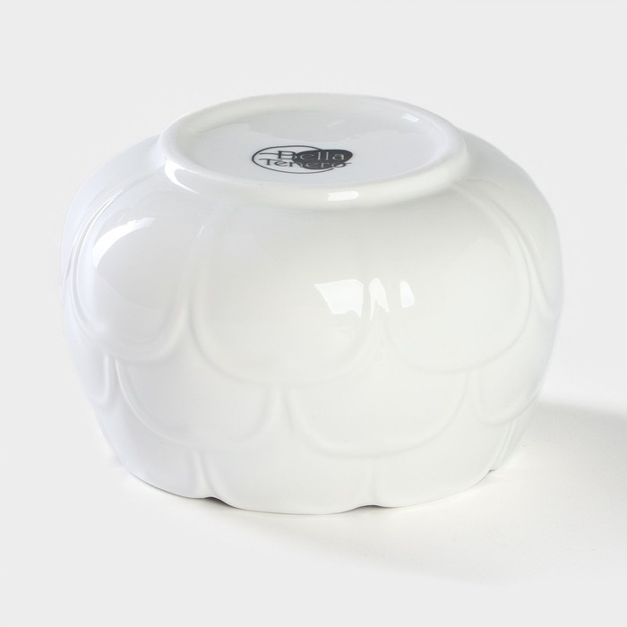 Сахарница фарфоровая с ложкой на бамбуковой подставке BellaTenero, 350 мл, цвет белый