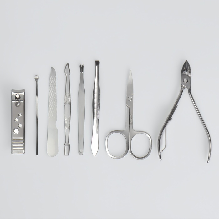 Набор маникюрный, 8 предметов, в футляре, цвет МИКС