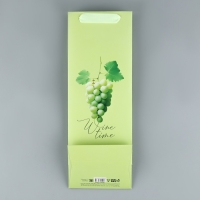 Пакет подарочный под бутылку, упаковка, &laquo;Виноград&raquo;, 36 х 13 х10 см