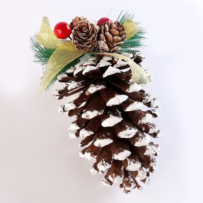 Новый год! Шишка декоративная &laquo;Зимнее настроение&raquo;, с подвесом, 8 &times; 8 &times; 14,5 см