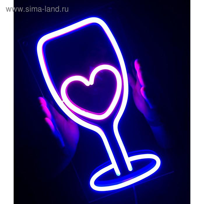 Неоновая вывеска &laquo;Бокал&raquo; 41.4 &times; 22 см, 12 В