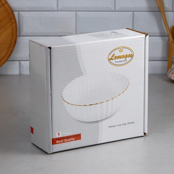 Салатник &laquo;Кармен&raquo;, 3 л, золотая обводка, фарфор, Иран