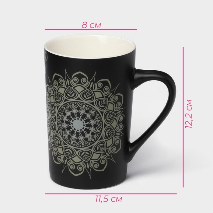 Кружка фарфоровая Доляна &laquo;Мандала&raquo;, 380 мл, золотой узор
