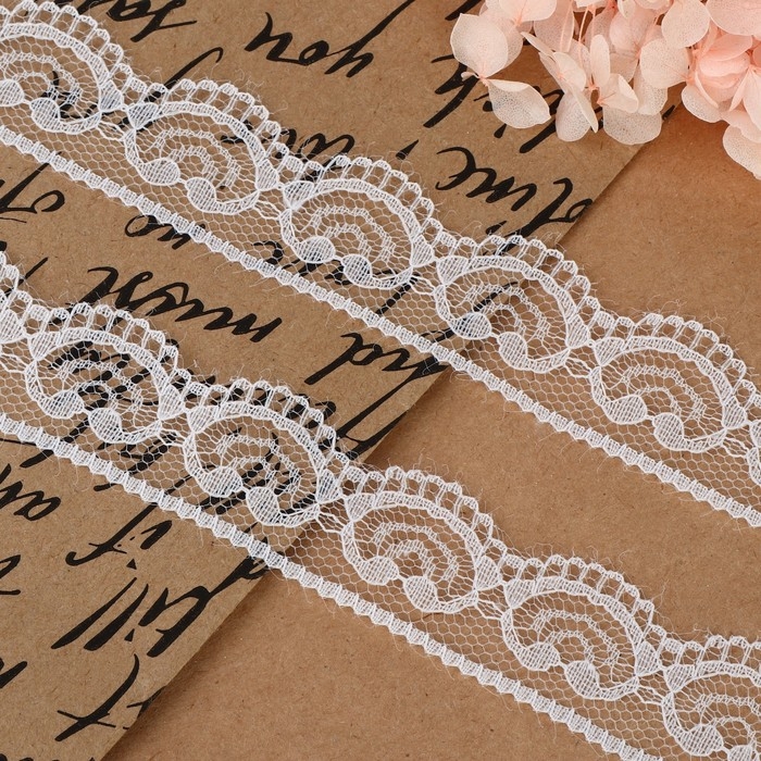 Кружево капроновое, 23 мм &times; 10 &plusmn; 1 м, цвет белый