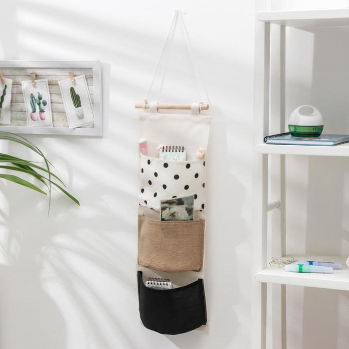 Органайзер подвесной с карманами Доляна &laquo;Мэри&raquo;, подвесной, 3 отделения, 59&times;20 см